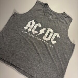 AC/DC For Those About To Rock Graphic Tank Top‎ Sleeveless Gray Large L